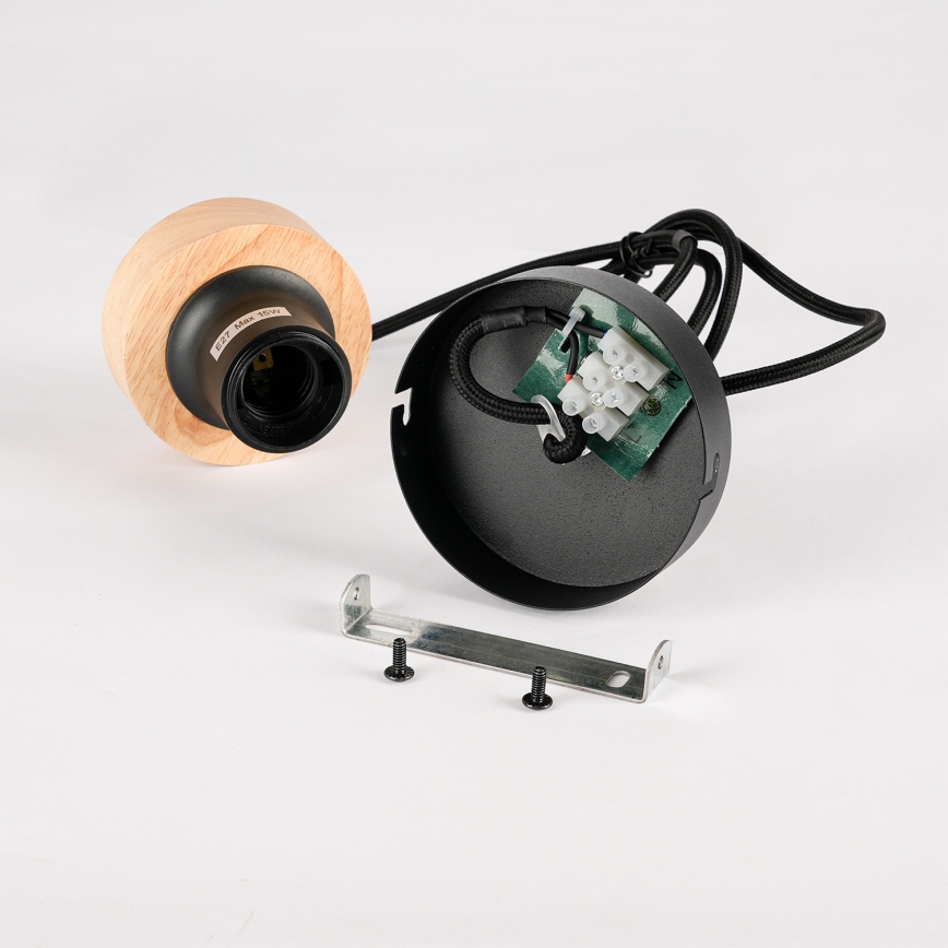 Brilagi - Lustră suspendată pe cablu BASKLITE 1xE27/15W/230V, lemn/negru