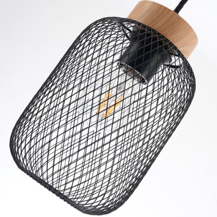 Brilagi - Lustră suspendată pe cablu BASKLITE 3xE27/15W/230V lemn/negru