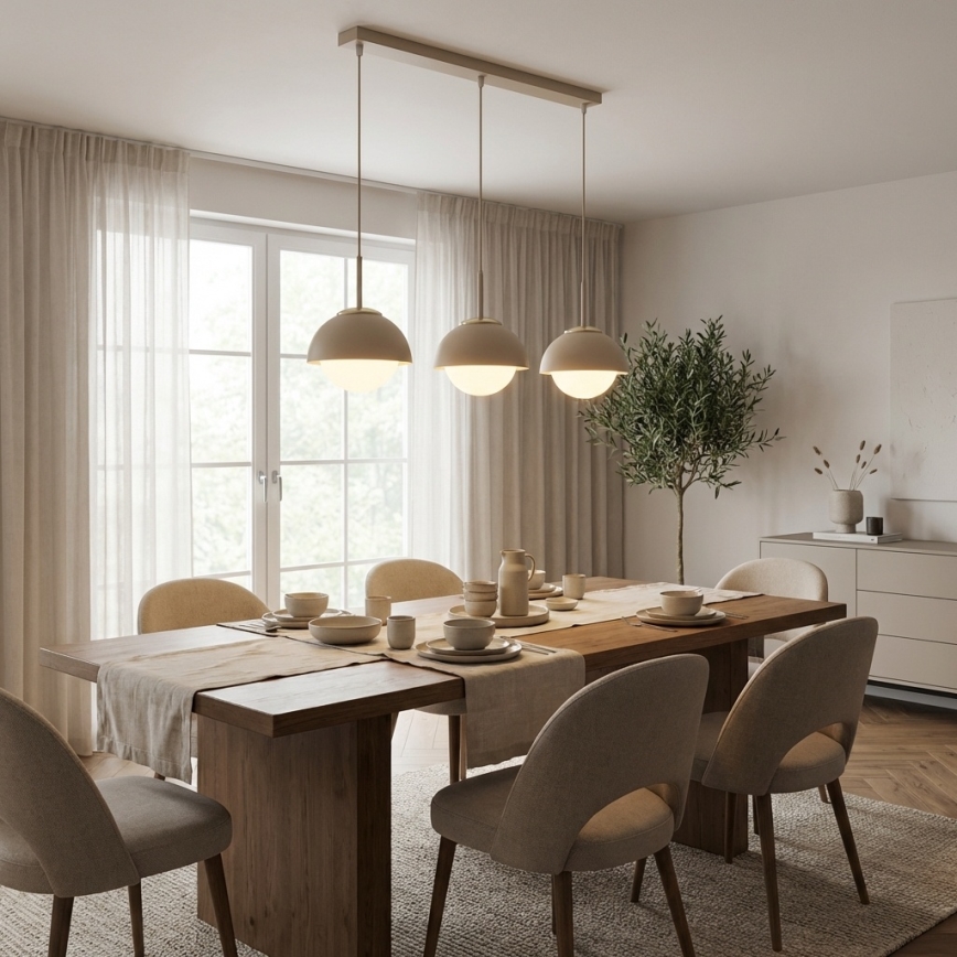 Brilagi - Lustră suspendată pe cablu COSMO 3xE27/60W/230V bej/auriu