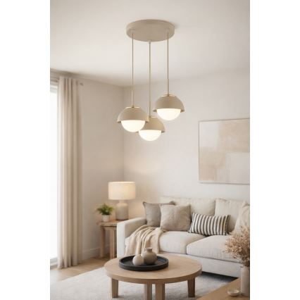 Brilagi - Lustră suspendată pe cablu COSMO 3xE27/60W/230V bej/auriu