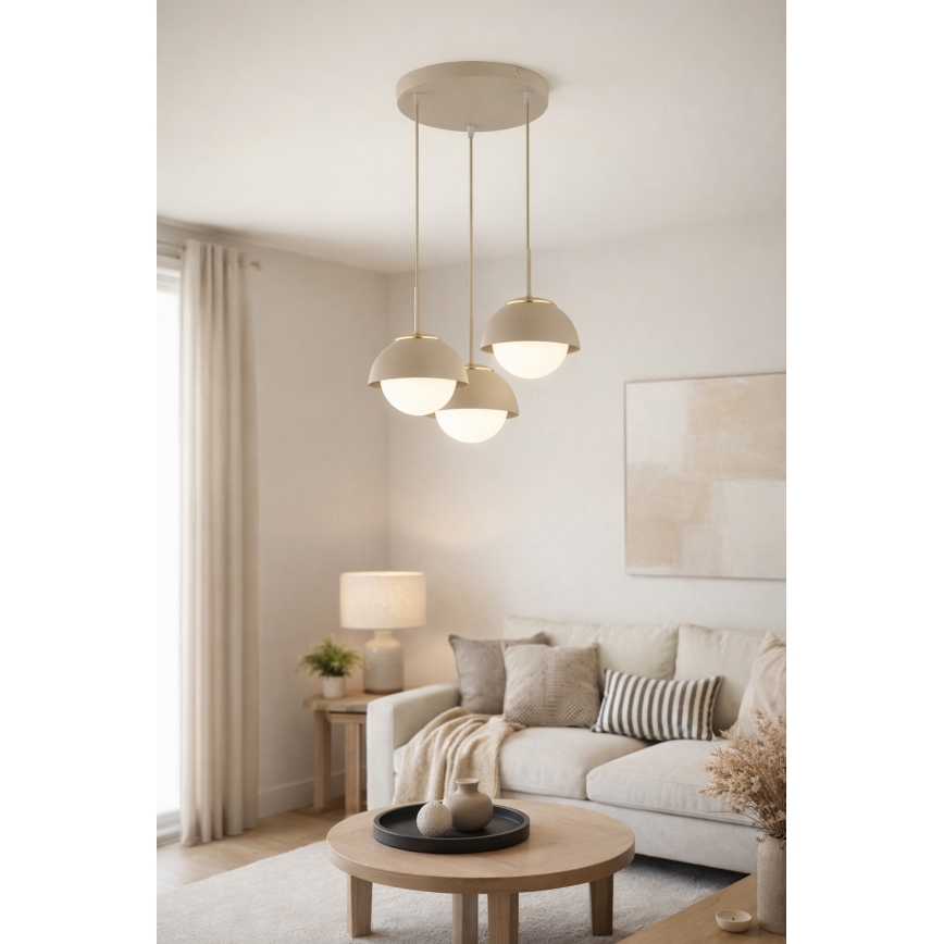 Brilagi - Lustră suspendată pe cablu COSMO 3xE27/60W/230V bej/auriu