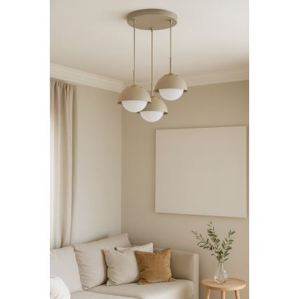 Brilagi - Lustră suspendată pe cablu COSMO 3xE27/60W/230V bej/auriu