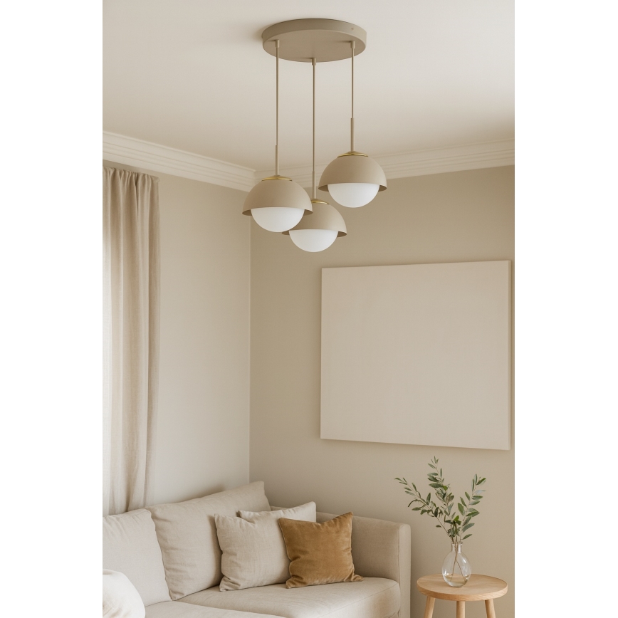Brilagi - Lustră suspendată pe cablu COSMO 3xE27/60W/230V bej/auriu