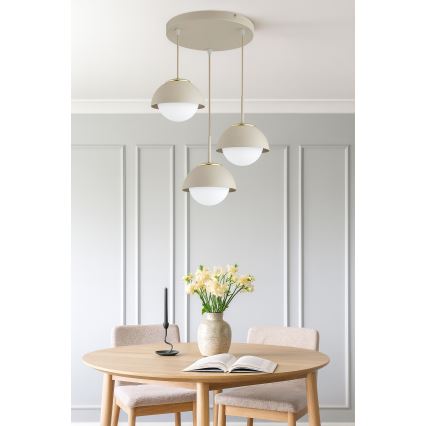 Brilagi - Lustră suspendată pe cablu COSMO 3xE27/60W/230V bej/auriu