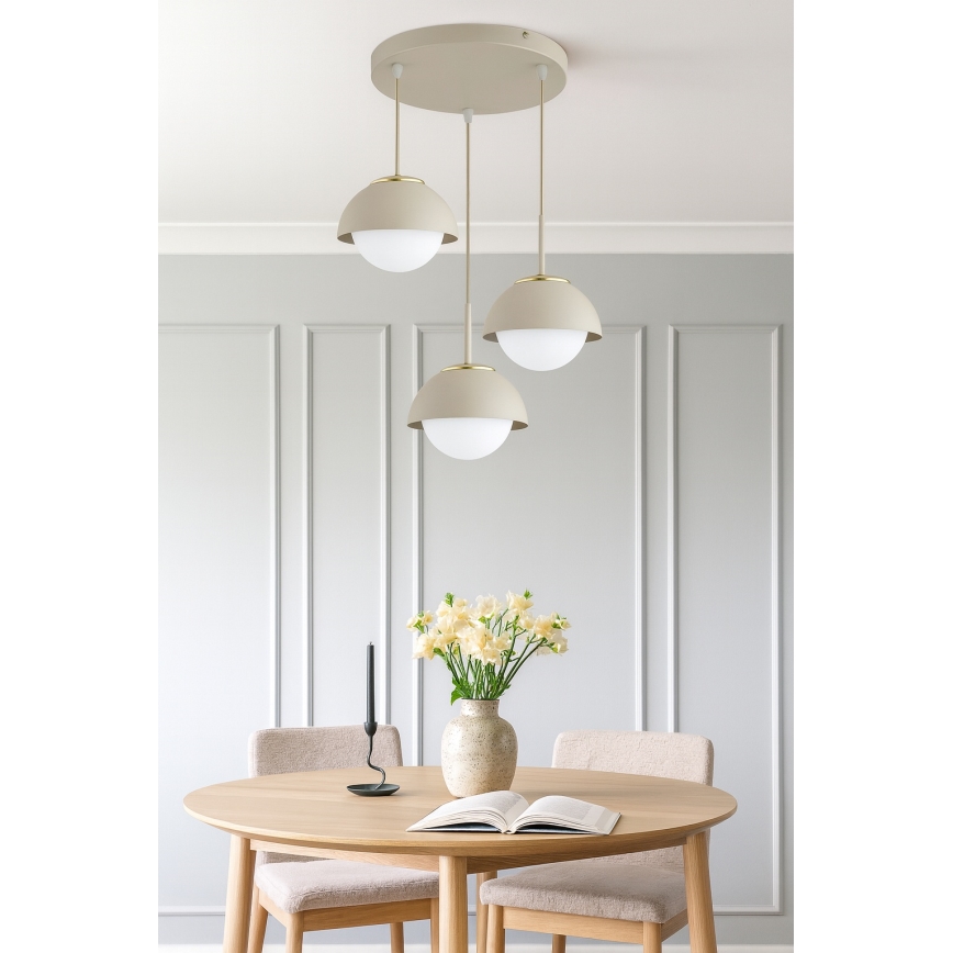 Brilagi - Lustră suspendată pe cablu COSMO 3xE27/60W/230V bej/auriu