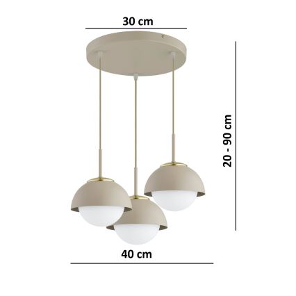 Brilagi - Lustră suspendată pe cablu COSMO 3xE27/60W/230V bej/auriu