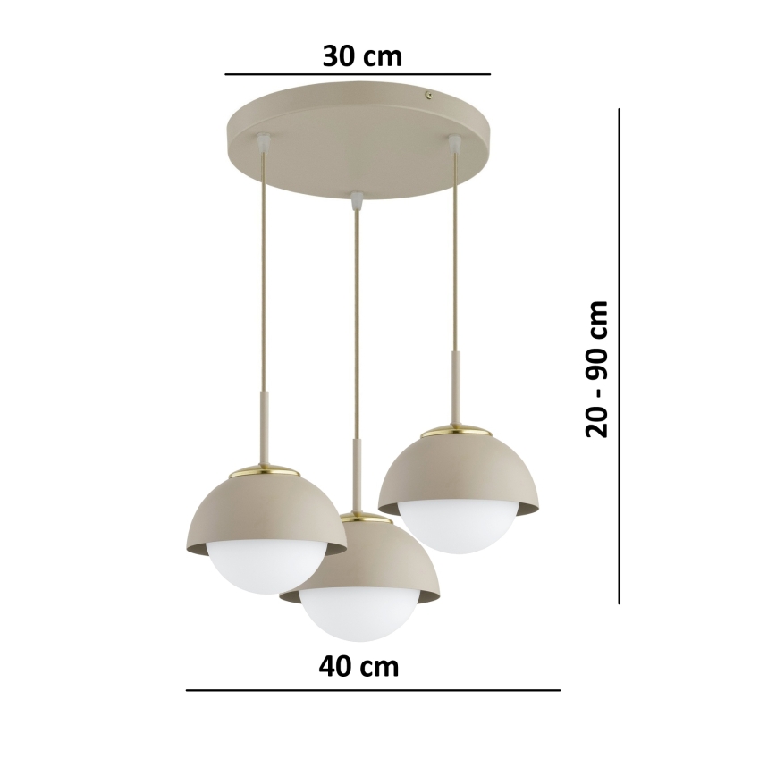Brilagi - Lustră suspendată pe cablu COSMO 3xE27/60W/230V bej/auriu