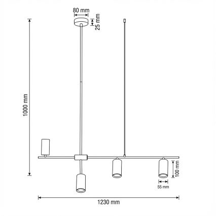 Brilagi - Lustră suspendată pe cablu CRANE, 4 x GU10, 30W, 230V, bej