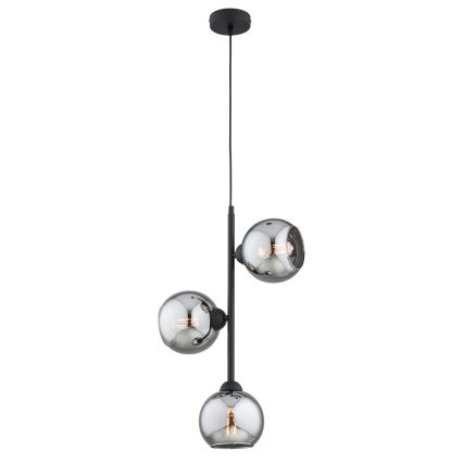 Brilagi - Lustră suspendată pe cablu DIOR 3xE27/60W/230V negru/gri fumuriu
