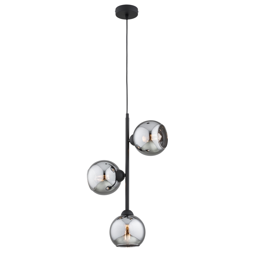 Brilagi - Lustră suspendată pe cablu DIOR 3xE27/60W/230V negru/gri fumuriu