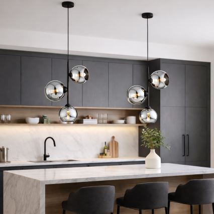Brilagi - Lustră suspendată pe cablu DIOR 3xE27/60W/230V negru/gri fumuriu