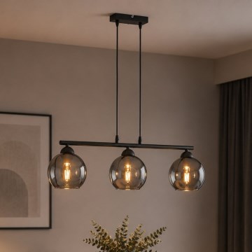 Brilagi - Lustră suspendată pe cablu DIOR 3xE27/60W/230V negru/gri fumuriu
