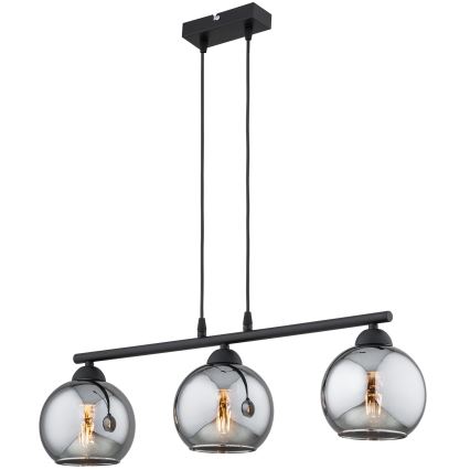 Brilagi - Lustră suspendată pe cablu DIOR 3xE27/60W/230V negru/gri fumuriu