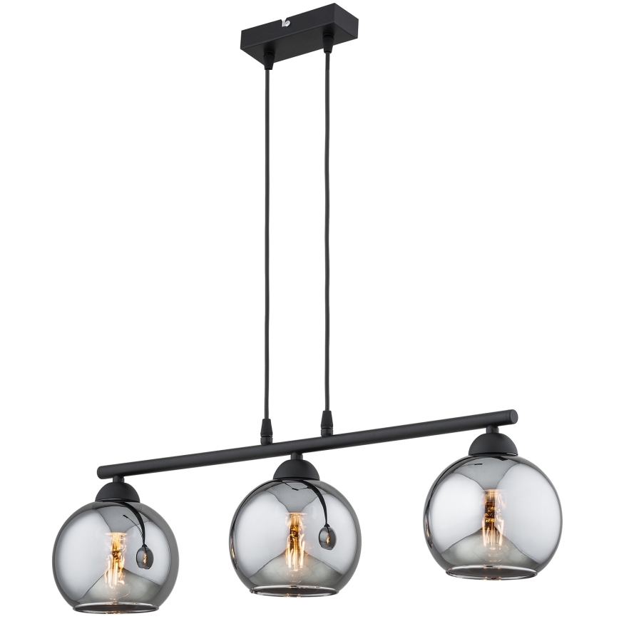 Brilagi - Lustră suspendată pe cablu DIOR 3xE27/60W/230V negru/gri fumuriu