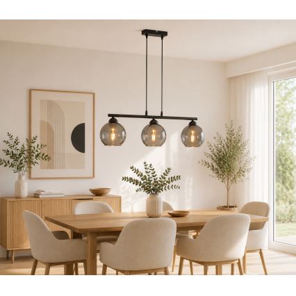 Brilagi - Lustră suspendată pe cablu DIOR 3xE27/60W/230V negru/gri fumuriu