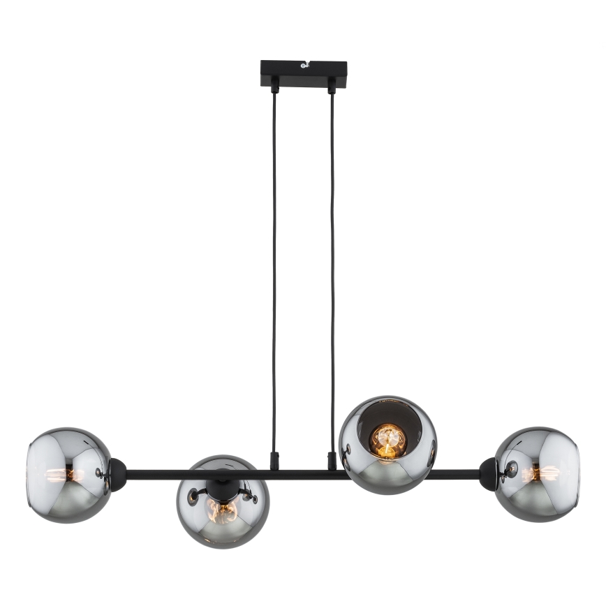 Brilagi - Lustră suspendată pe cablu DIOR 4xE27/60W/230V negru/gri fumuriu