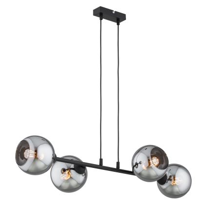Brilagi - Lustră suspendată pe cablu DIOR 4xE27/60W/230V negru/gri fumuriu