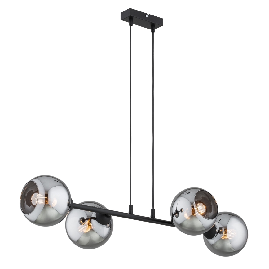Brilagi - Lustră suspendată pe cablu DIOR 4xE27/60W/230V negru/gri fumuriu
