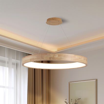 Brilagi - Lustră LED suspendată pe cablu FALCON WOOD, 60W, 230V, 3000/4000/6000K, Ø 80 cm, lemn