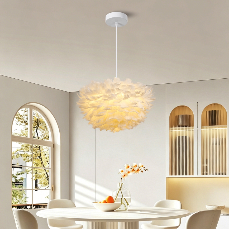Brilagi - Lustră suspendată pe cablu FEATHER 3xE27/40W/230V Ø 40 cm albă
