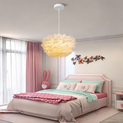 Brilagi - Lustră suspendată pe cablu FEATHER 3xE27/40W/230V Ø 40 cm albă