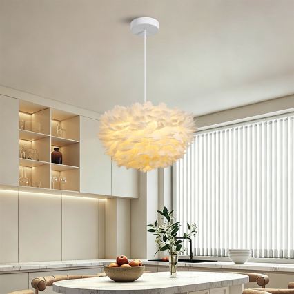 Brilagi - Lustră suspendată pe cablu FEATHER 3xE27/40W/230V Ø 40 cm albă