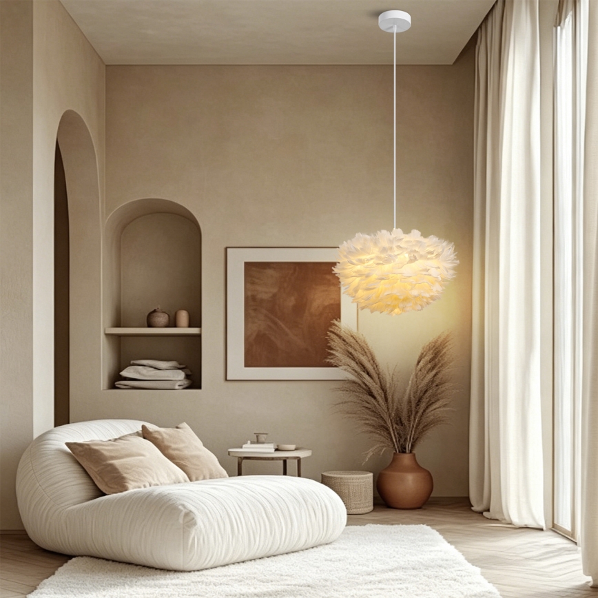 Brilagi - Lustră suspendată pe cablu FEATHER 3xE27/40W/230V Ø 40 cm albă