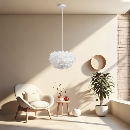 Brilagi - Lustră suspendată pe cablu FEATHER 3xE27/40W/230V Ø 40 cm albă