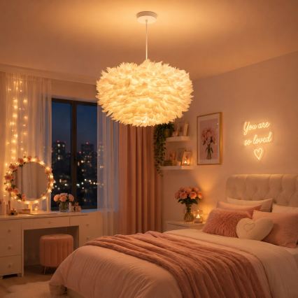 Brilagi - Lustră suspendată pe cablu FEATHER 3xE27/40W/230V Ø 50 cm albă