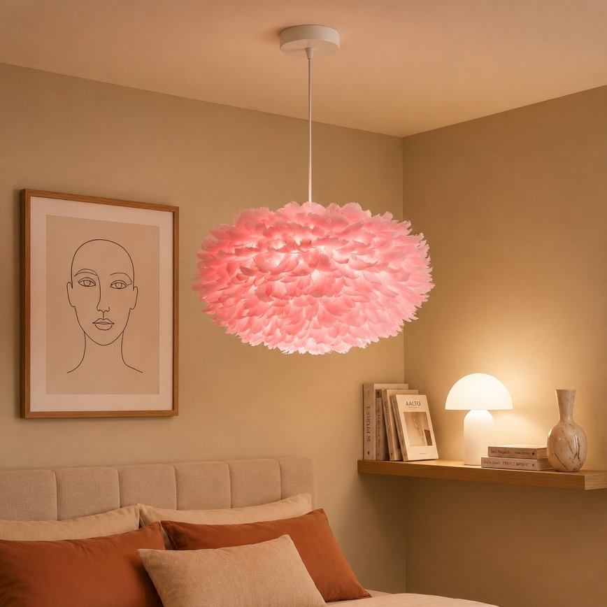 Brilagi - Lustră suspendată pe cablu FEATHER 3xE27/40W/230V, Ø 50 cm, roz