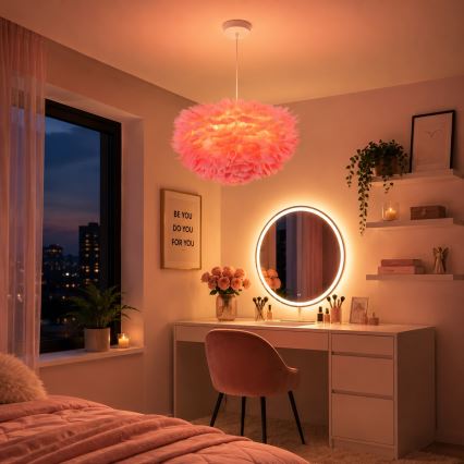 Brilagi - Lustră suspendată pe cablu FEATHER 3xE27/40W/230V, Ø 50 cm, roz