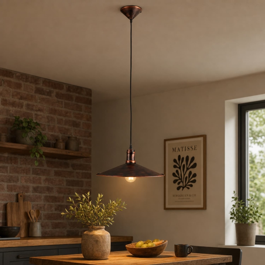 BRILAGI - Lustră suspendată pe cablu FORGE 1xE27/60W/230V Ø 36 cm patină/cupru