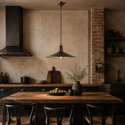 BRILAGI - Lustră suspendată pe cablu FORGE 1xE27/60W/230V Ø 36 cm patină/cupru