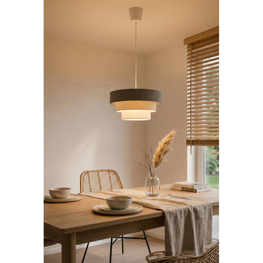Brilagi - Lustră suspendată pe cablu LUNETA 1xE27/60W/230V diam. 40 cm gri/crem/alb