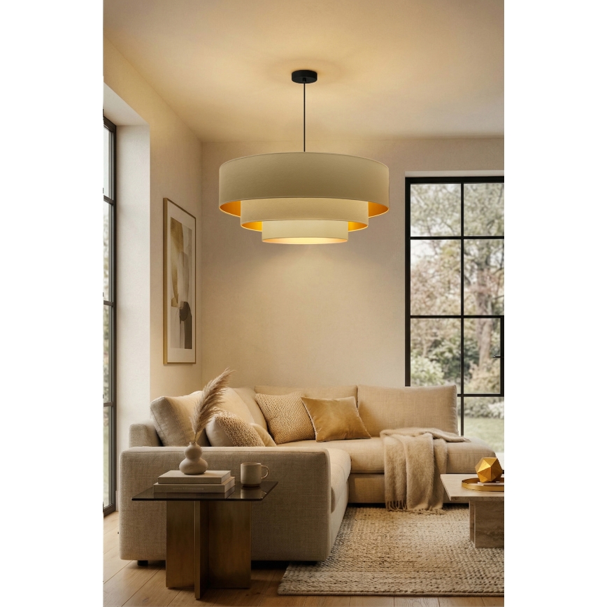 Brilagi - Lustră suspendată pe cablu LUNETA 3xE27/60W/230V, diam. 80 cm, crem/auriu