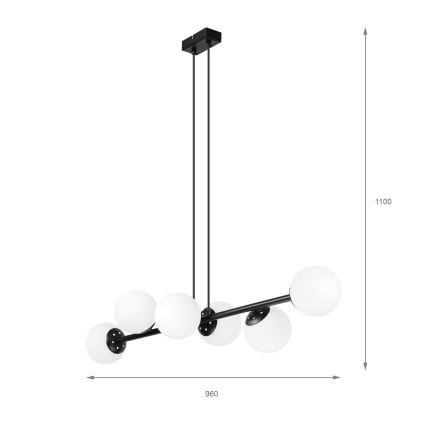 Brilagi - Lustră suspendată pe cablu MALONY, 6xE14/20W/230V, neagră