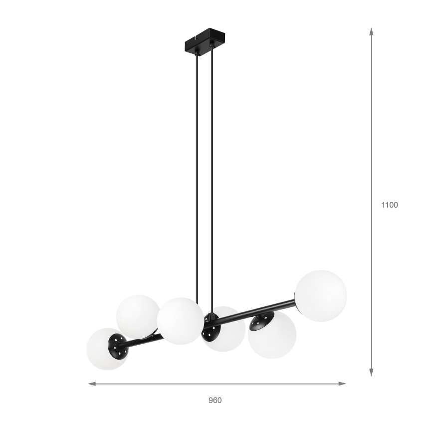 Brilagi - Lustră suspendată pe cablu MALONY, 6xE14/20W/230V, neagră