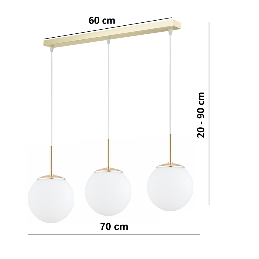 Brilagi - Lustra suspendată pe cablu MILO 3xE27/60W/230V aurie