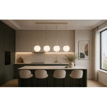 Brilagi - Lustră suspendată pe cablu MILO 4xE27/60W/230V bej/auriu