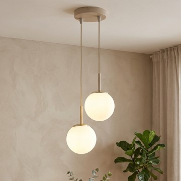 Brilagi - Lustră suspendată pe cablu, MILO ECRU 2x E27, 60 W, 230 V, bej/auriu
