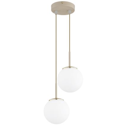 Brilagi - Lustră suspendată pe cablu, MILO ECRU 2x E27, 60 W, 230 V, bej/auriu