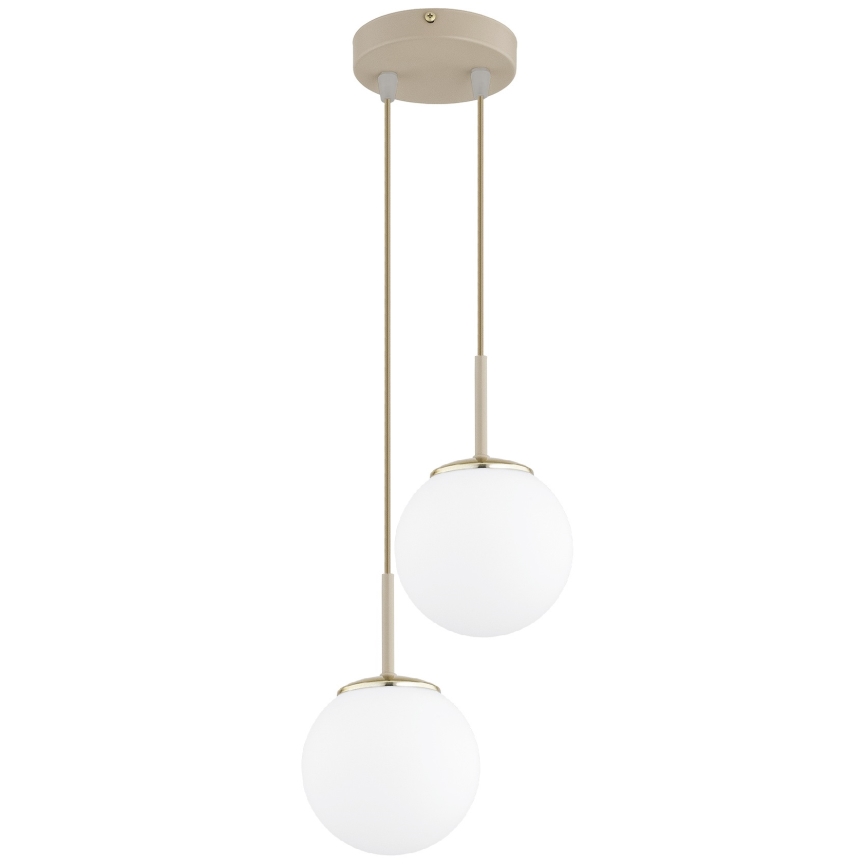 Brilagi - Lustră suspendată pe cablu, MILO ECRU 2x E27, 60 W, 230 V, bej/auriu