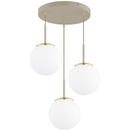 Brilagi - Lustră suspendată pe cablu MILO ECRU 3xE27/60W/230V, bej/auriu