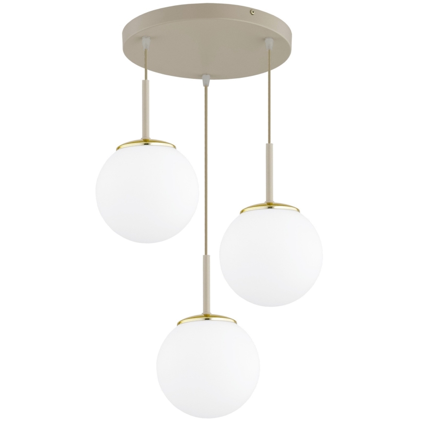 Brilagi - Lustră suspendată pe cablu MILO ECRU 3xE27/60W/230V, bej/auriu