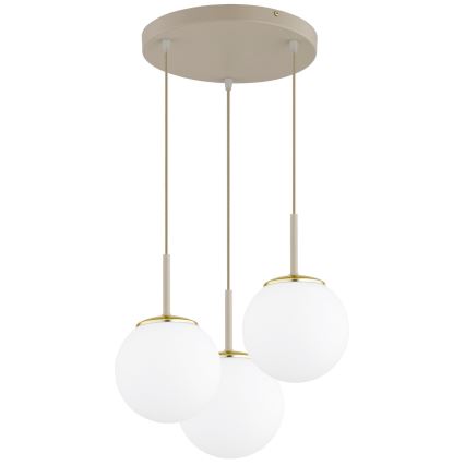 Brilagi - Lustră suspendată pe cablu MILO ECRU 3xE27/60W/230V, bej/auriu