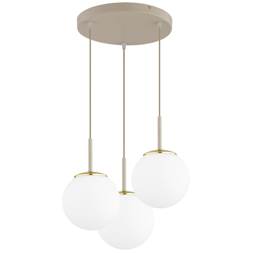 Brilagi - Lustră suspendată pe cablu MILO ECRU 3xE27/60W/230V, bej/auriu
