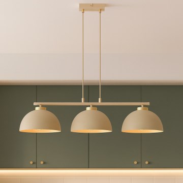 Brilagi - Lustră suspendată pe cablu MOON 3xE27/60W/230V bej/auriu