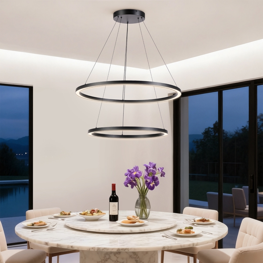 Brilagi - Lustră LED dimmabilă suspendată pe cablu PORTOFINO LED/98W/230V 3000-6000K Ø 80 cm neagră + telecomandă
