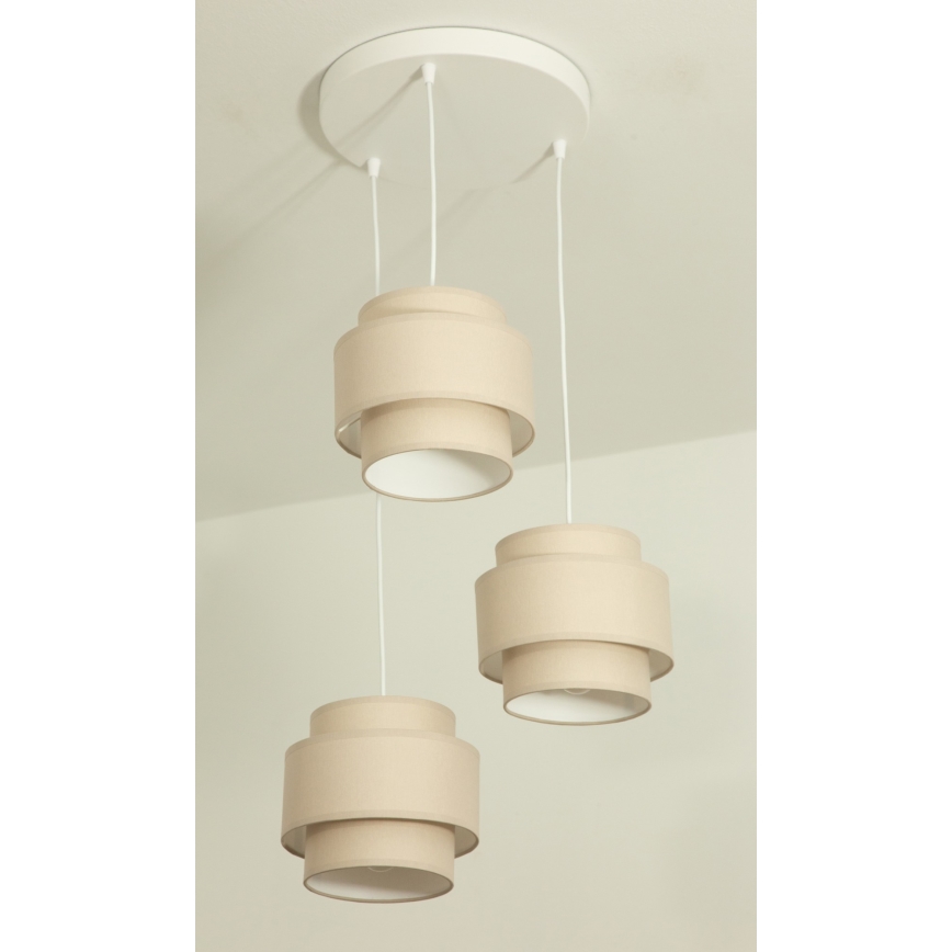 Brilagi - Lustră suspendată pe cablu RESNA, 3xE27/60W/230V, Ø45 cm, bej