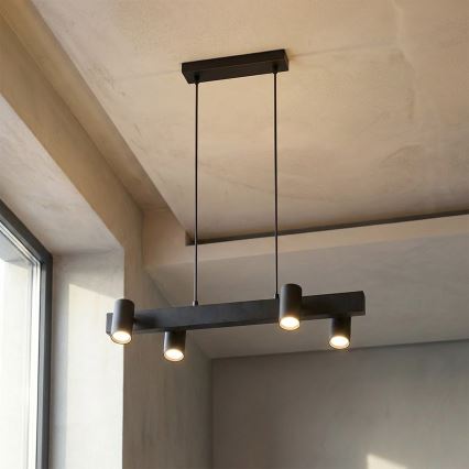 Brilagi - Lustră suspendată pe cablu SELE 4xGU10/30W/230V, neagră